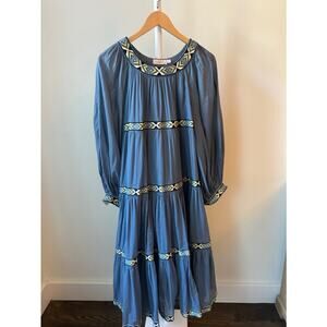 Tory Burch Embroidered Boho Midi Dress, Size XS